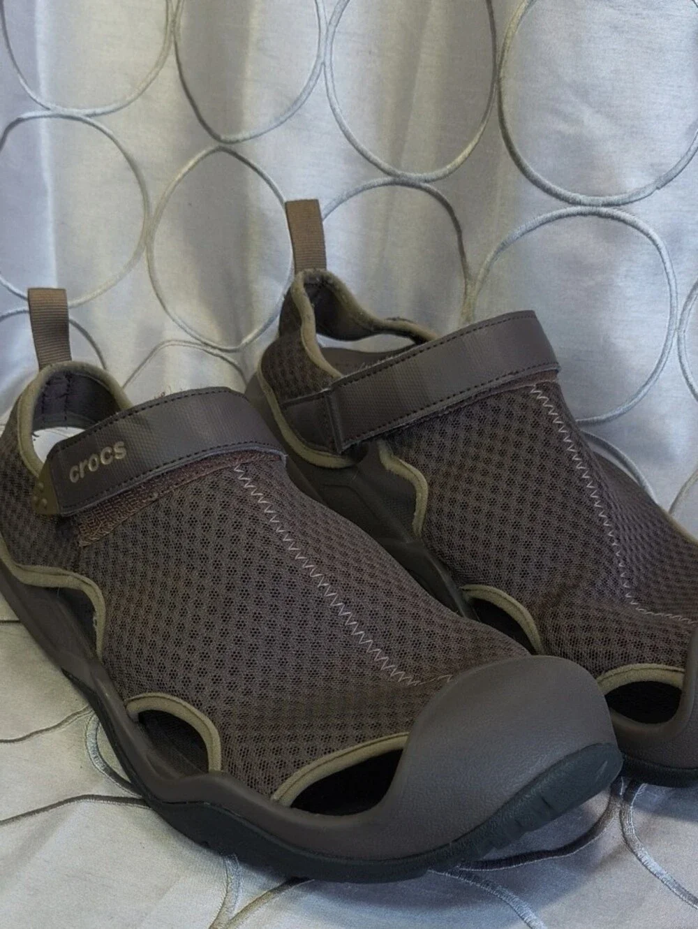 CROCS Men’s Brown Mesh Sport Slide Sandals Size 14 AB